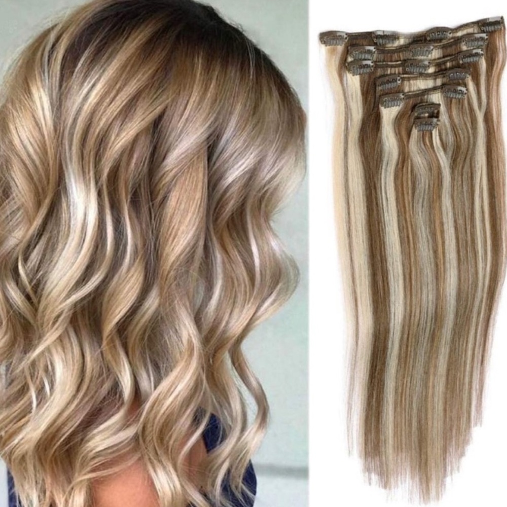 18inch Straight Human Hair Extensions Clip in